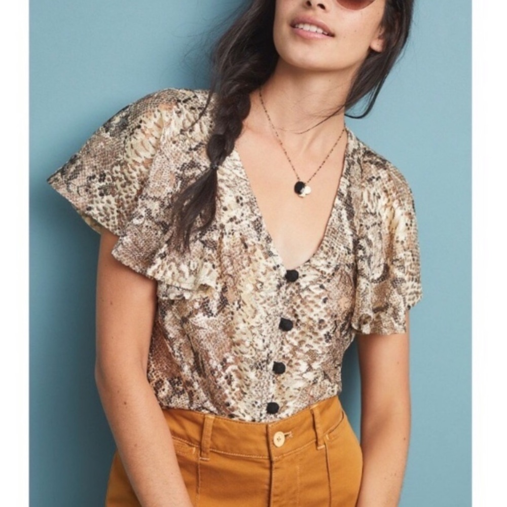 NWT Anthropologie Eva Franco Snake Print Top